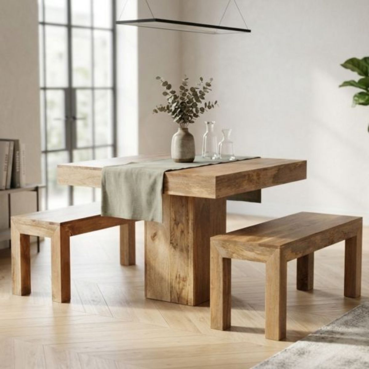 Trade Furniture 90cm Cube Dining Table & 2 90cm Benches