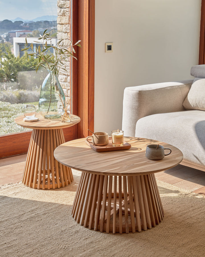 Jeanette Round Solid Teak Side Table 50cm-Beaumonde