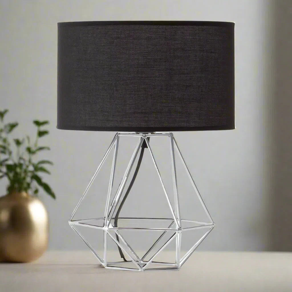 Beaumonde Home Geo Black And Chrome Finish Table Light-Beaumonde