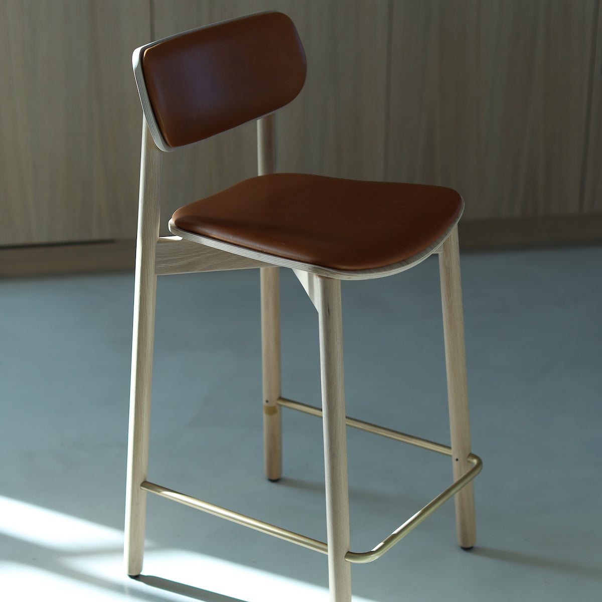 John Green Otis Oak Stool 75cm - Upholstered