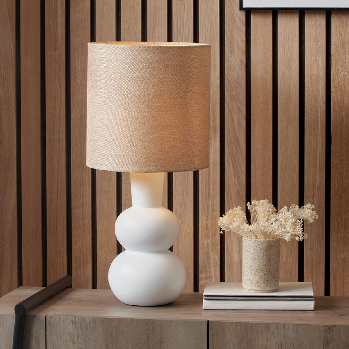 Pacific Lifestyle Aaliyah White Curved Bottle Ceramic Table Lamp