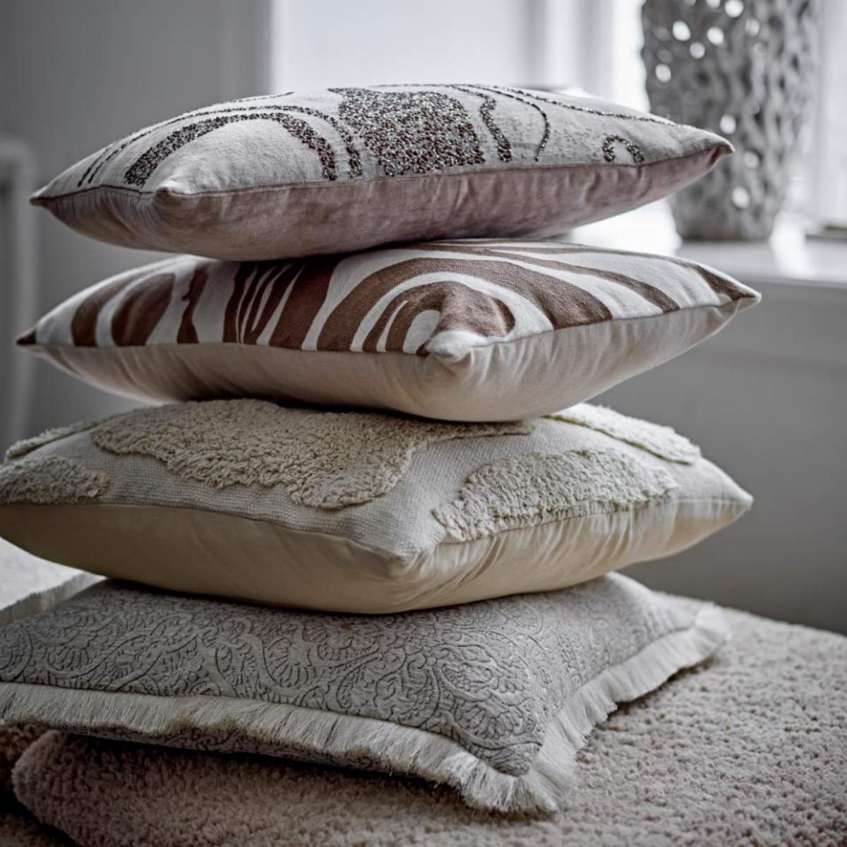 Bloomingville Aba Cushion, Nature, Cotton