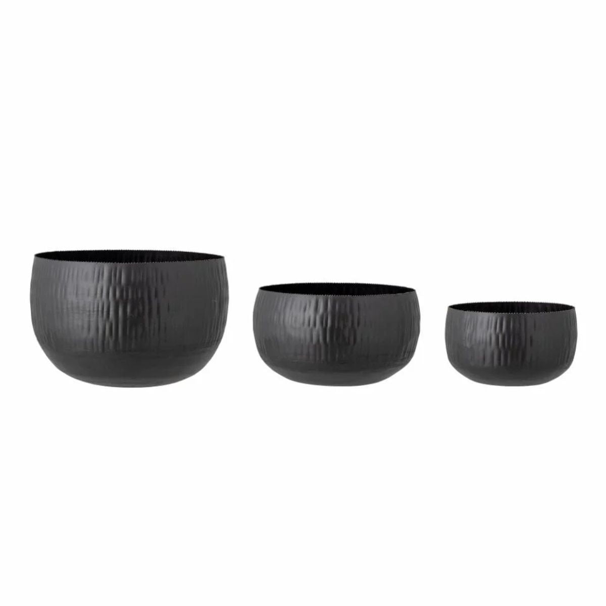 Bloomingville Abisha Set of 3 Outdoor Iron Flowerpots - Black