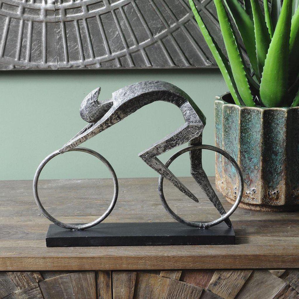Abstract Cyclist Sculpture - Grey-Beaumonde