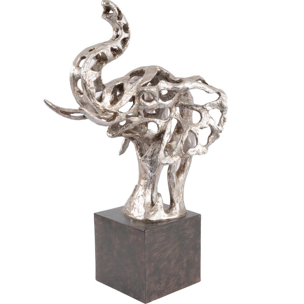Abstract Elephant Head Sculpture Silver Finish-Beaumonde