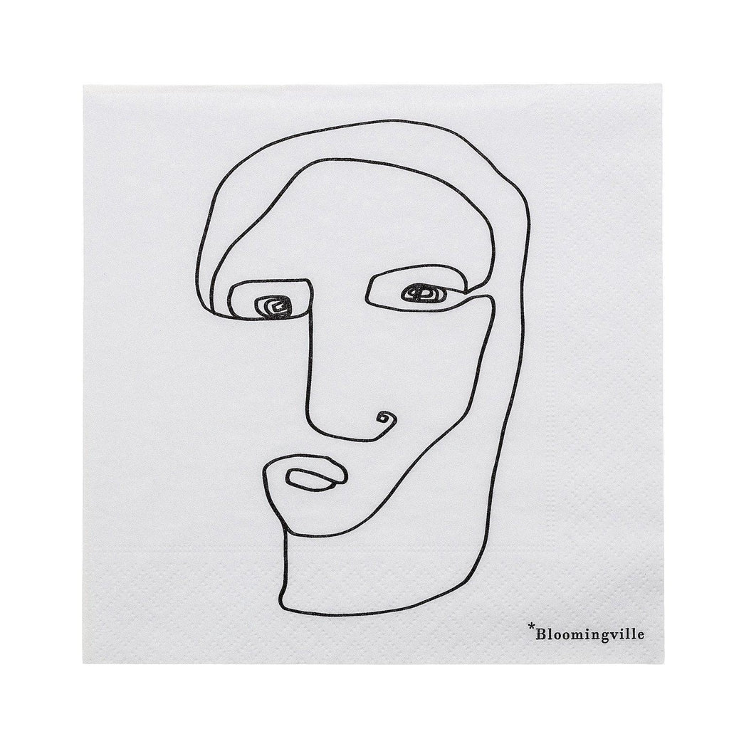 Abstract Face White Paper Napkin 20pcs-Beaumonde