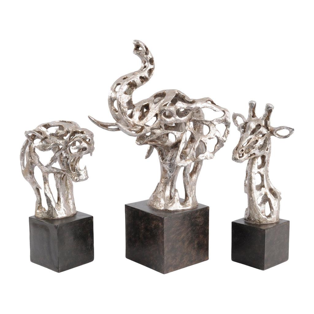 Abstract Giraffe Sculpture Silver Finish-Beaumonde