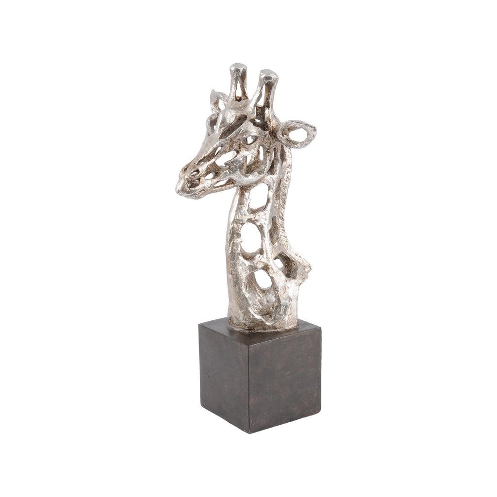 Abstract Giraffe Sculpture Silver Finish-Beaumonde