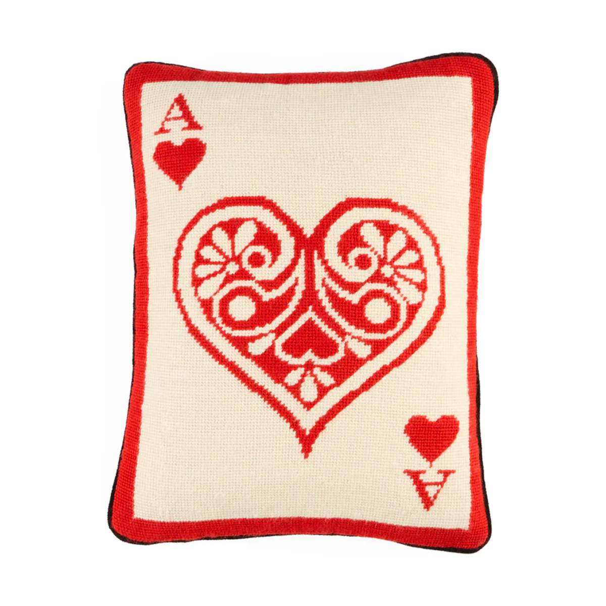 Jonathan Adler Ace Of Hearts Needlepoint Cushion