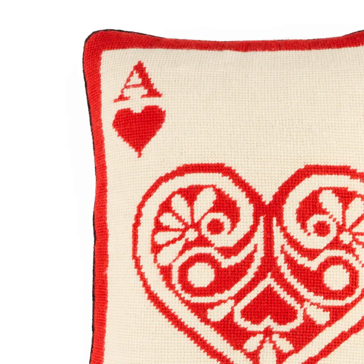 Jonathan Adler Ace Of Hearts Needlepoint Cushion
