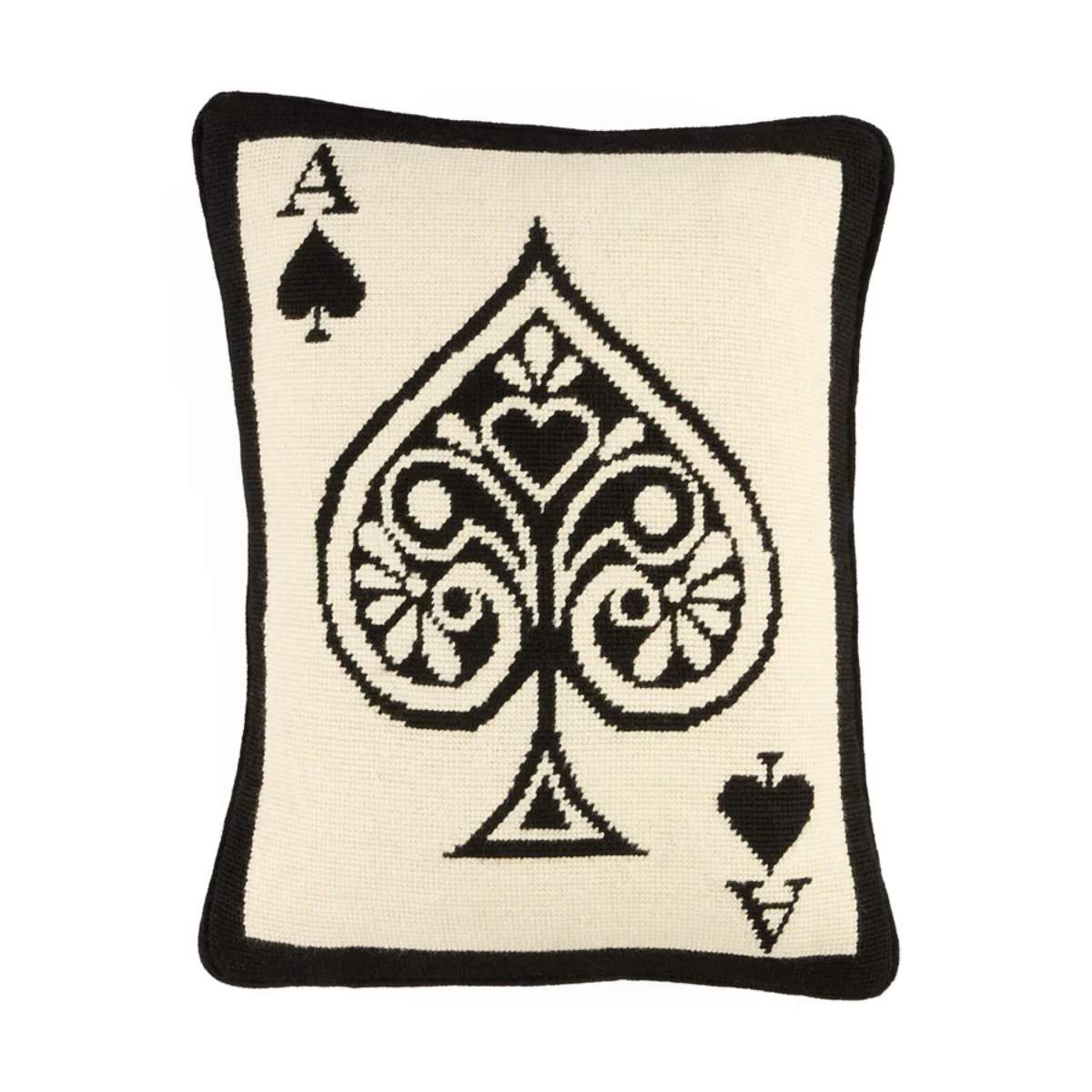 Jonathan Adler Ace Of Spades Needlepoint Cushion