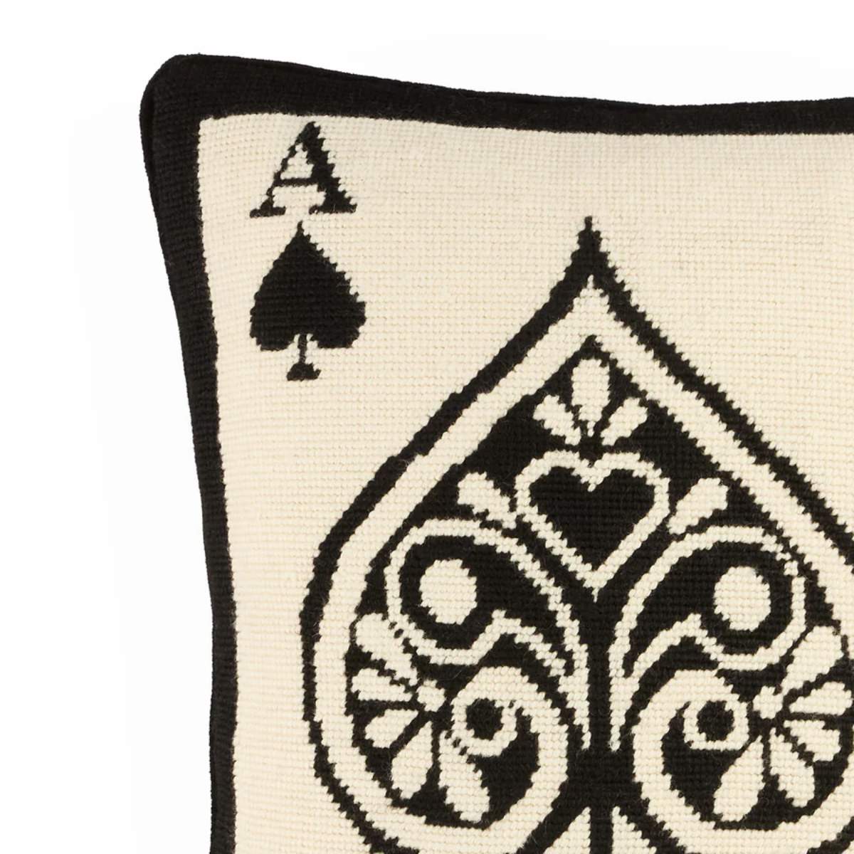 Jonathan Adler Ace Of Spades Needlepoint Cushion