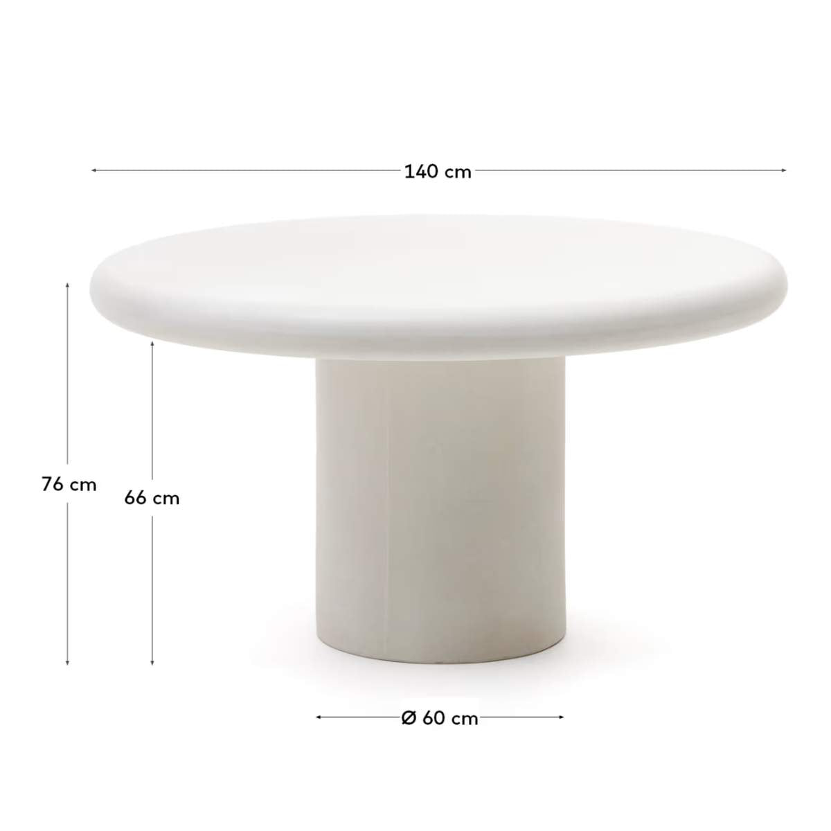Kave Home Addaia white cement, round table, Ø140 cm