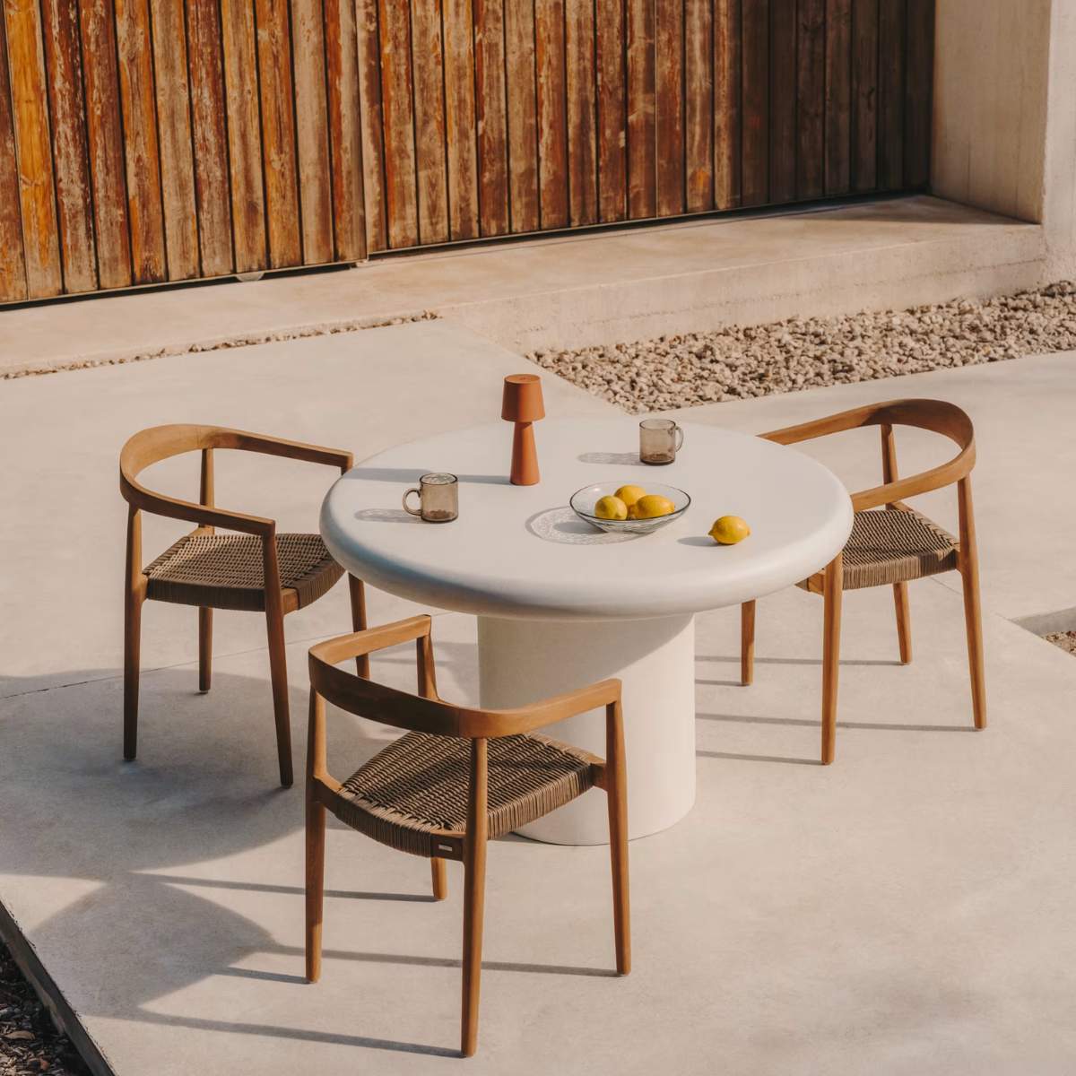 Kave Home Addaia white cement, round table, Ø140 cm