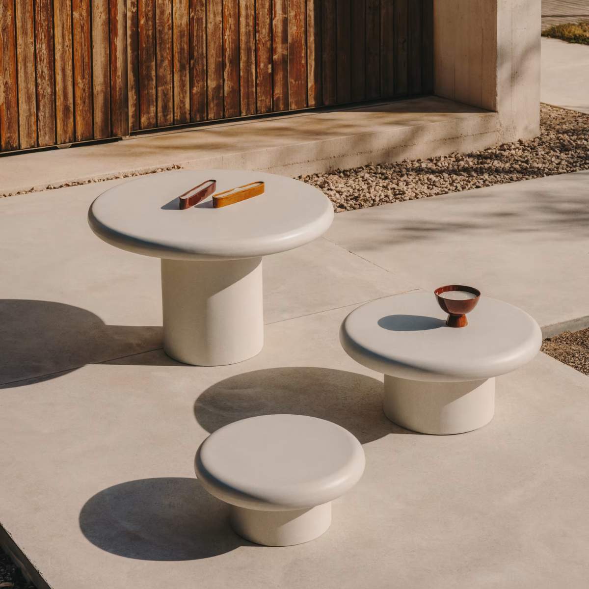 Kave Home Addaia white cement, round table, Ø140 cm
