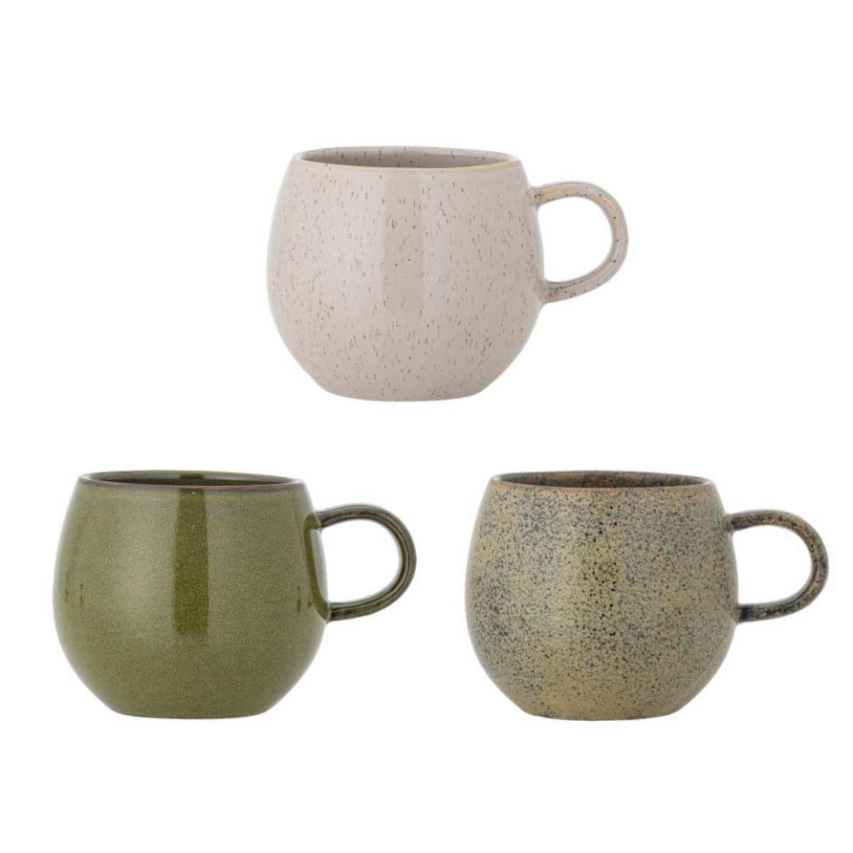 Bloomingville Addison Mug, Green, Stoneware - Set of 3
