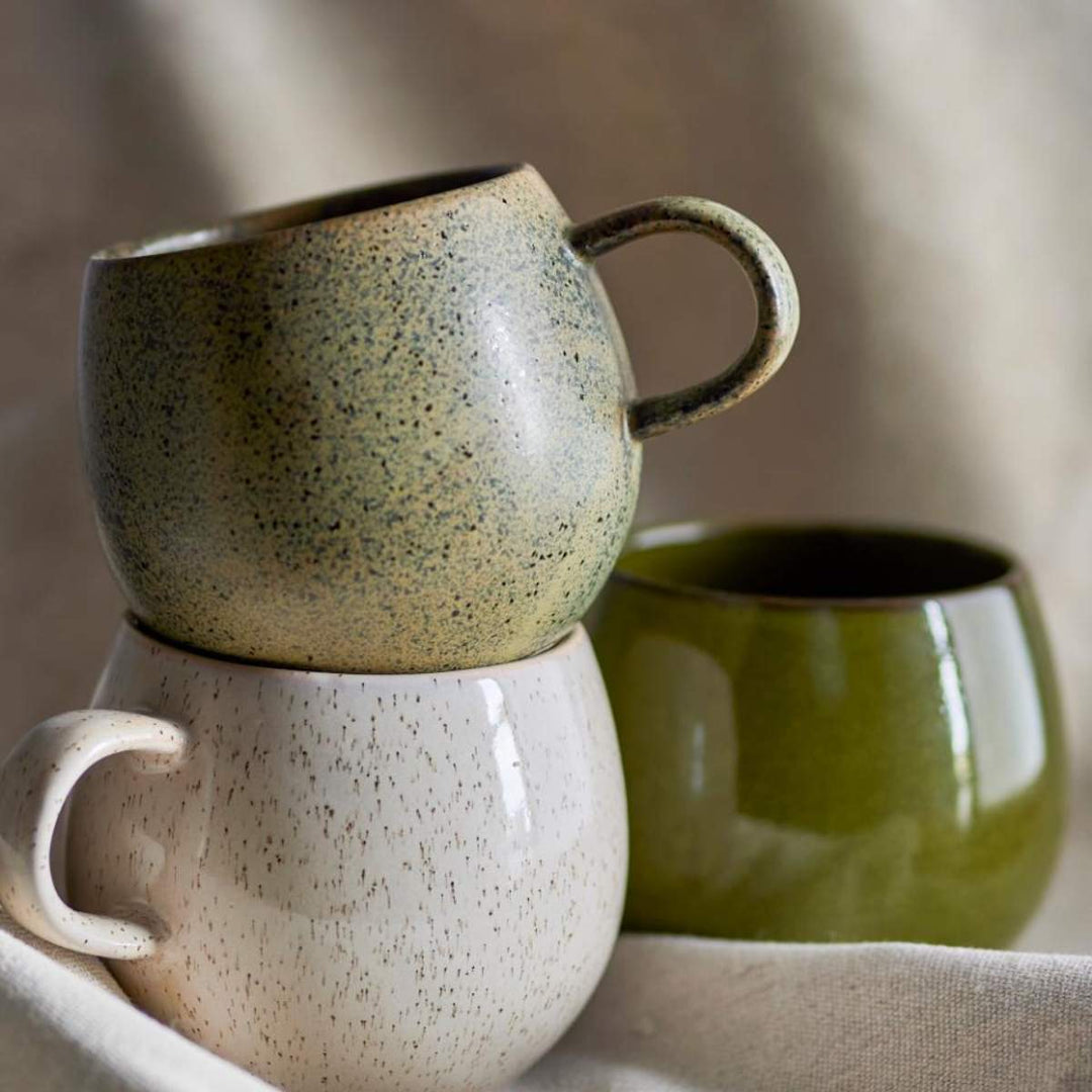 Bloomingville Addison Mug, Green, Stoneware - Set of 3