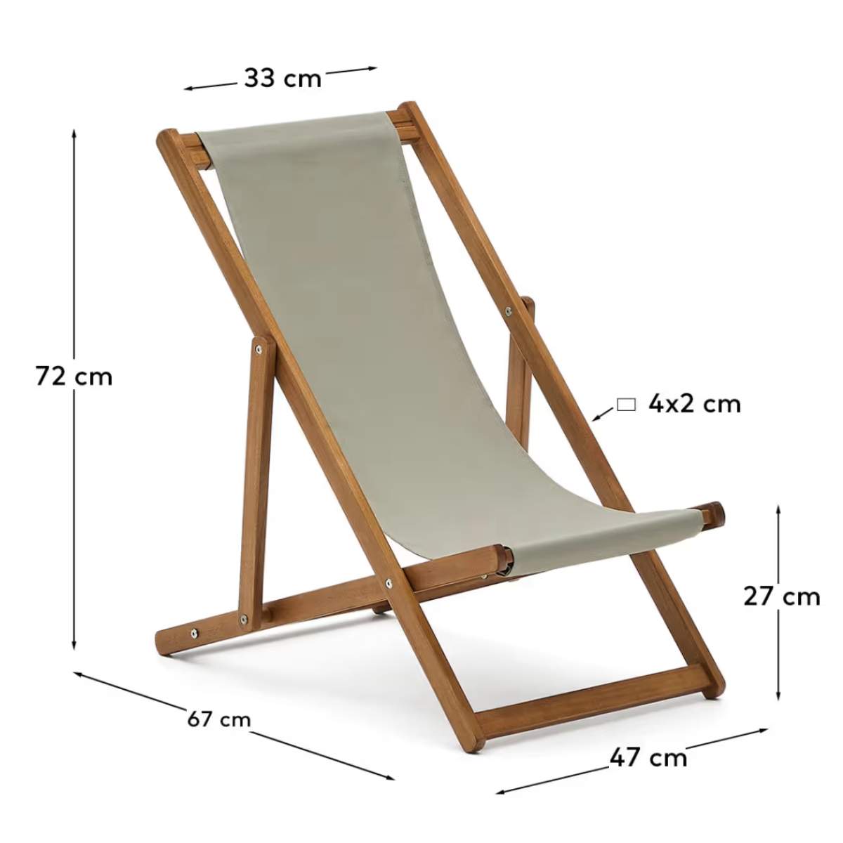 Kave Home Adredna children’s beige outdoor folding hammock made of FSC 100% solid acacia wood