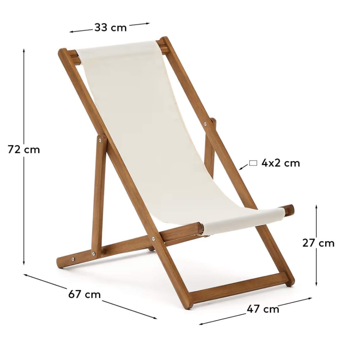 Kave Home Adredna children’s beige outdoor folding hammock made of FSC 100% solid acacia wood