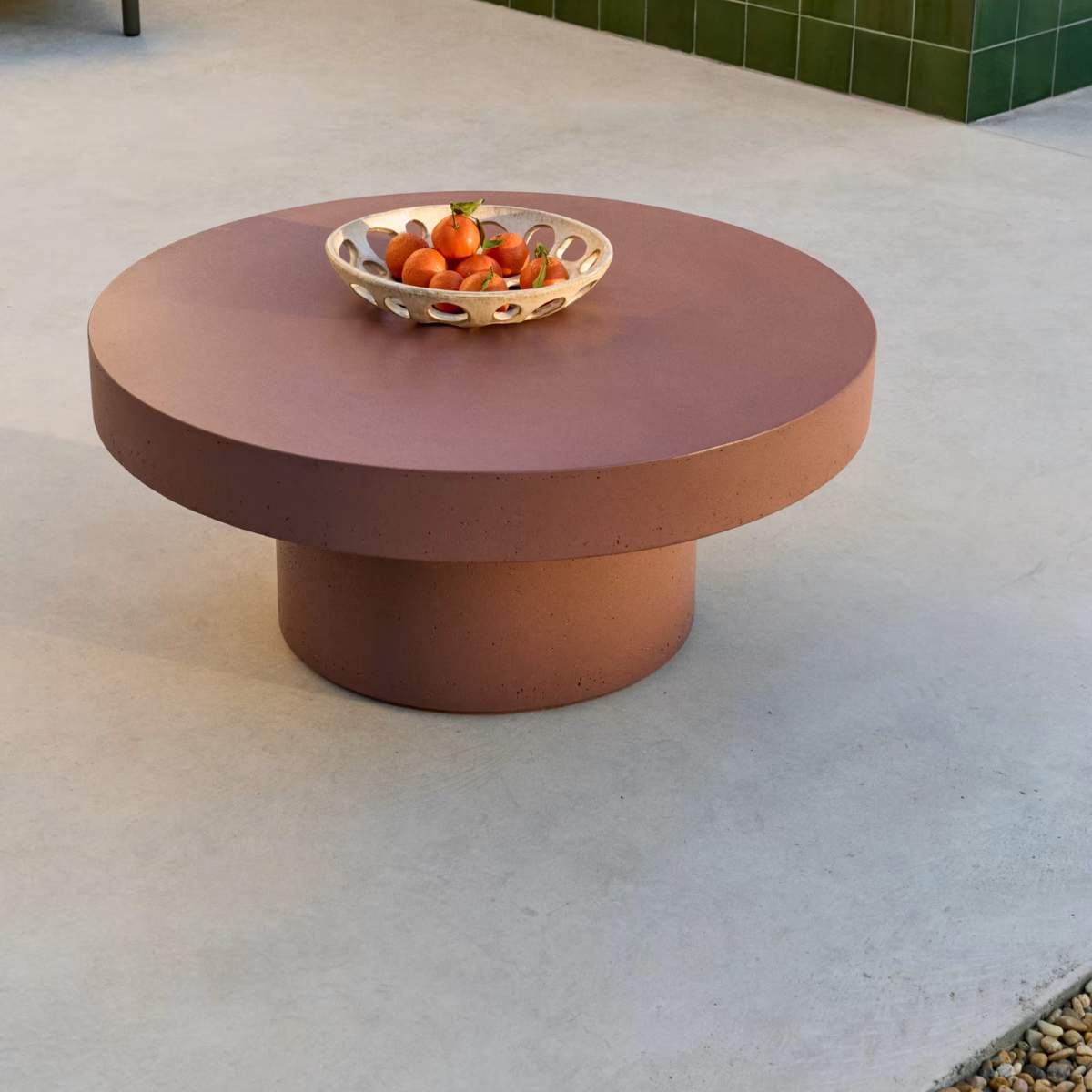 Kave Home Aiguablava terracotta cement coffee table Ø90cm