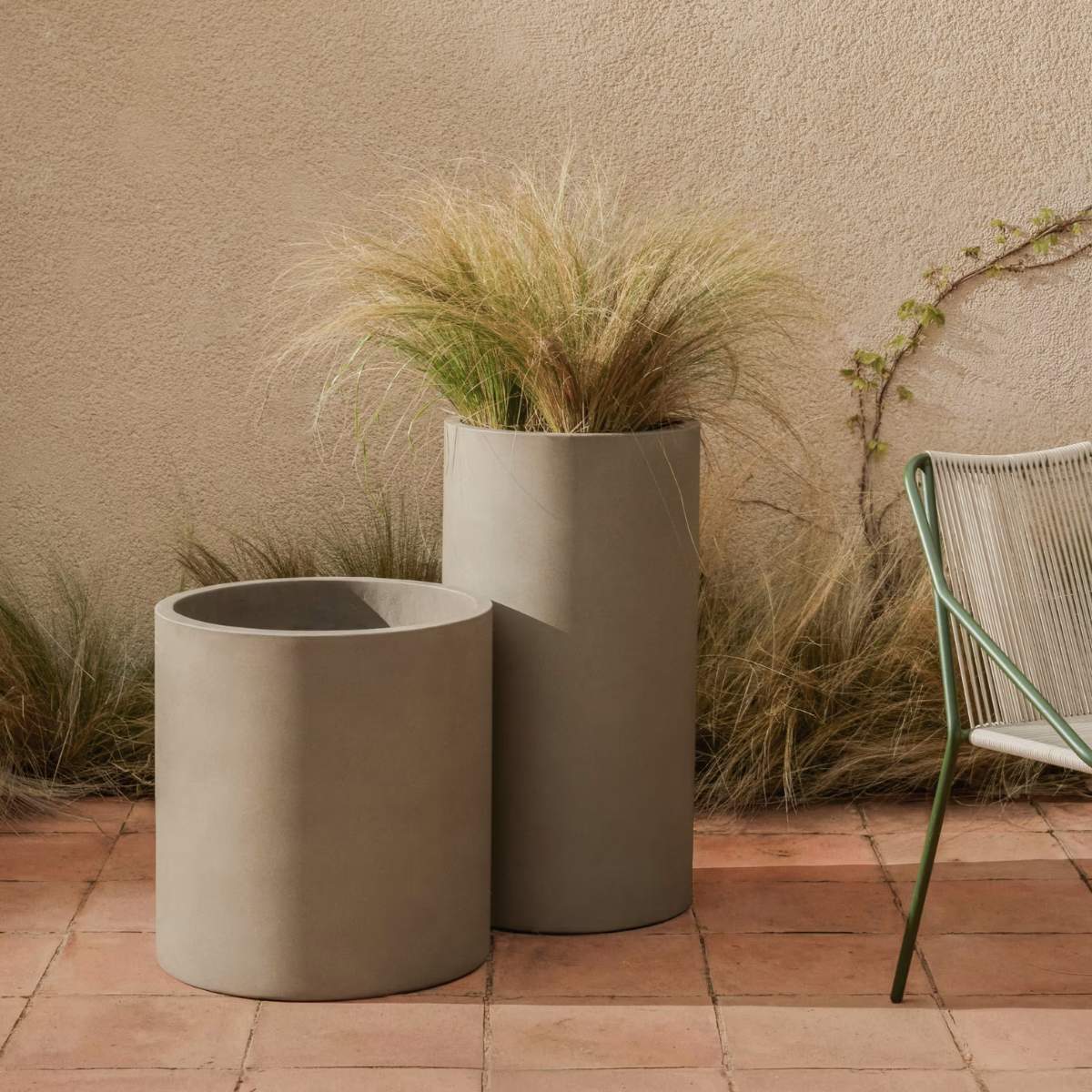 Kave Home Aiguablava brown cement planter Ø 52cm