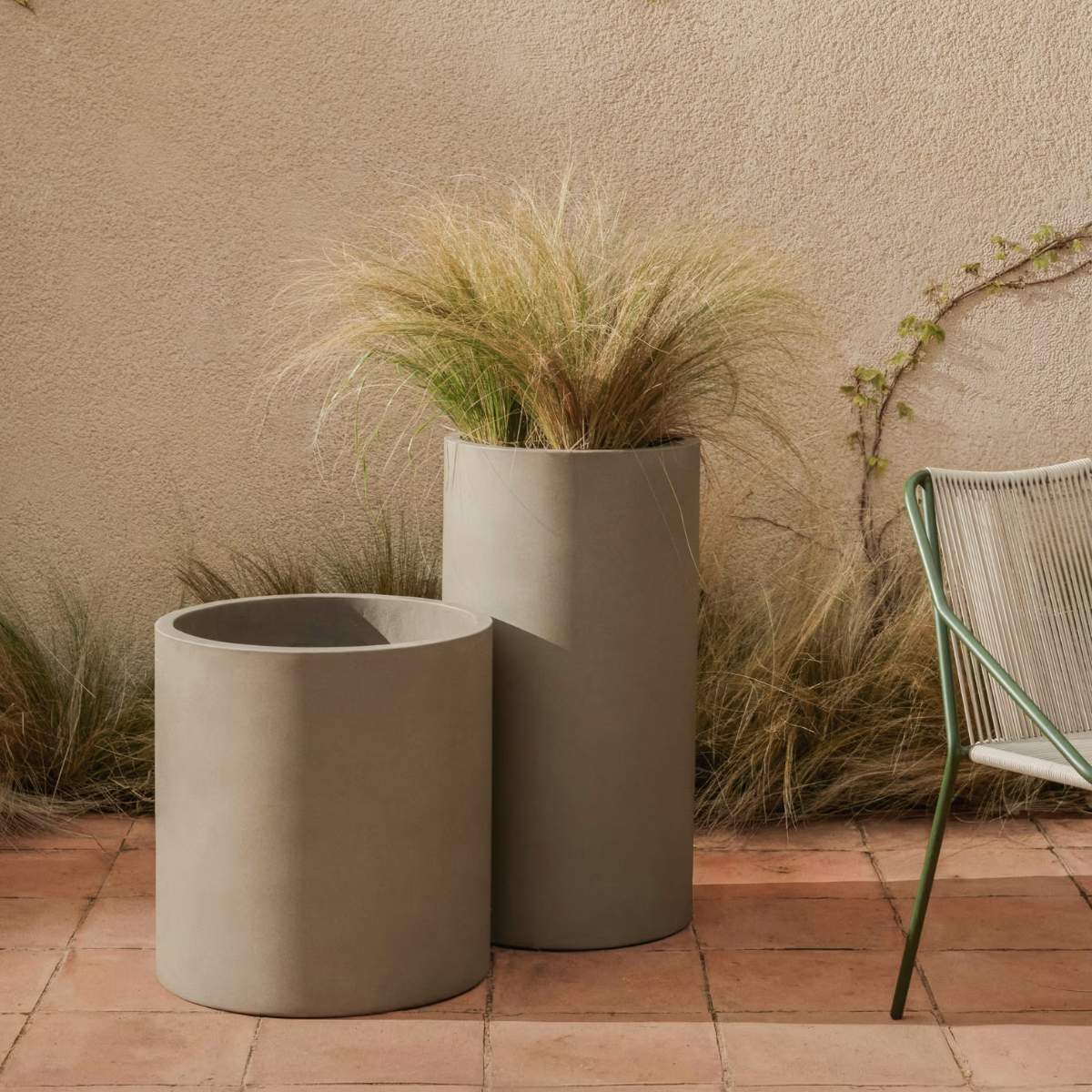Kave Home Aiguablava brown cement planter Ø 42cm