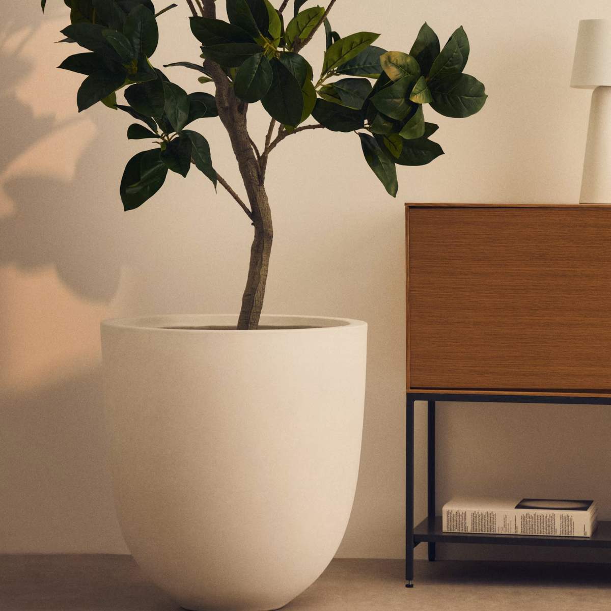 Kave Home Aiguablava plant pot in white cement, Ø 56 cm