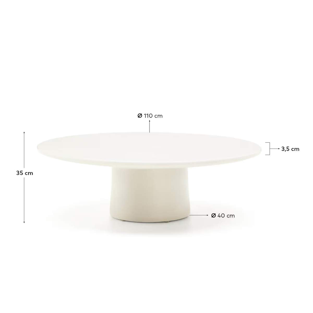 Kave Home Albanella coffee table in cement with glossy green finish Ø110cm