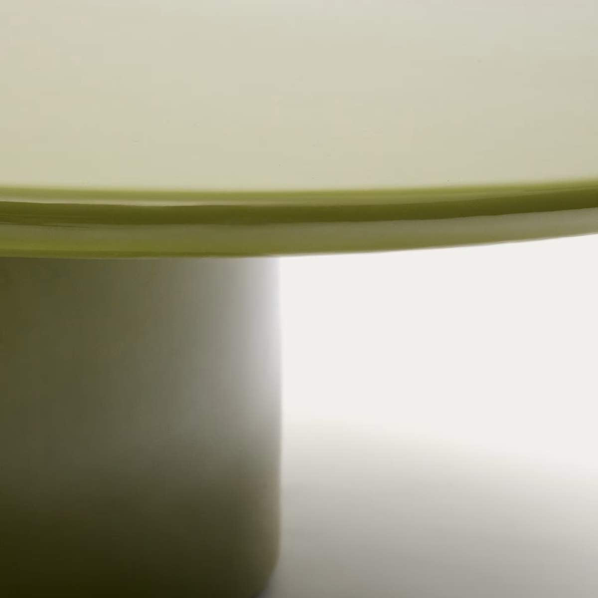 Kave Home Albanella coffee table in cement with glossy green finish Ø110cm