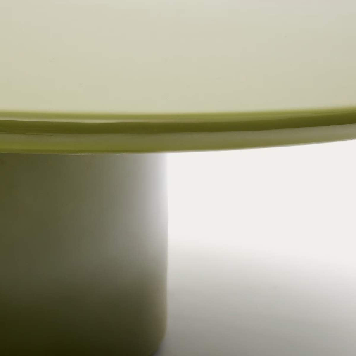 Kave Home Albanella coffee table in cement with glossy green finish Ø85cm
