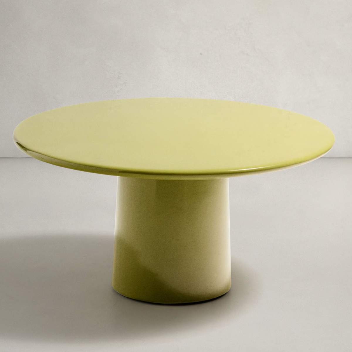Kave Home Albanella coffee table in cement with glossy green finish Ø85cm