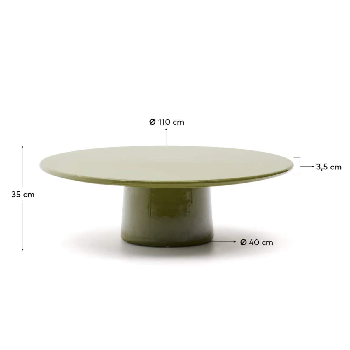 Kave Home Albanella coffee table in cement with glossy green finish Ø110cm