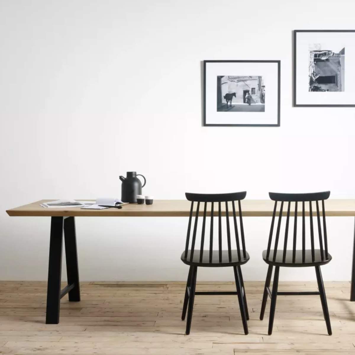 Vincent Shepherd Albert Dining Table Black A Frame Natural Oak 200 x 100