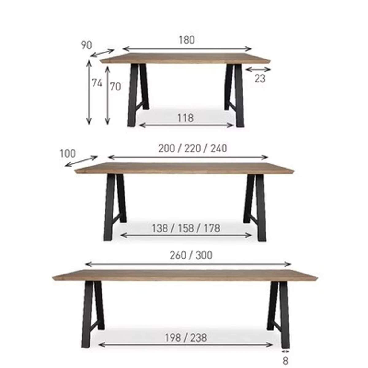 Vincent Shepherd Albert Dining Table Black A Frame Natural Oak 200 x 100