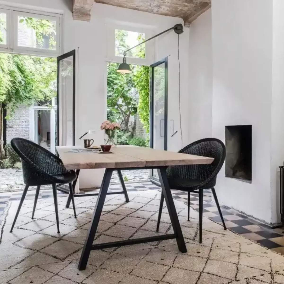 Vincent Shepherd Albert Dining Table Black A Frame Natural Oak 200 x 100