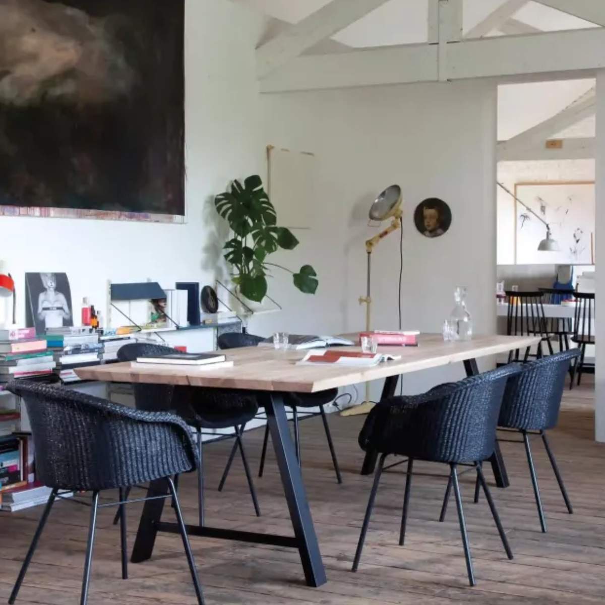 Vincent Shepherd Albert Dining Table Black A Frame Natural Oak 200 x 100