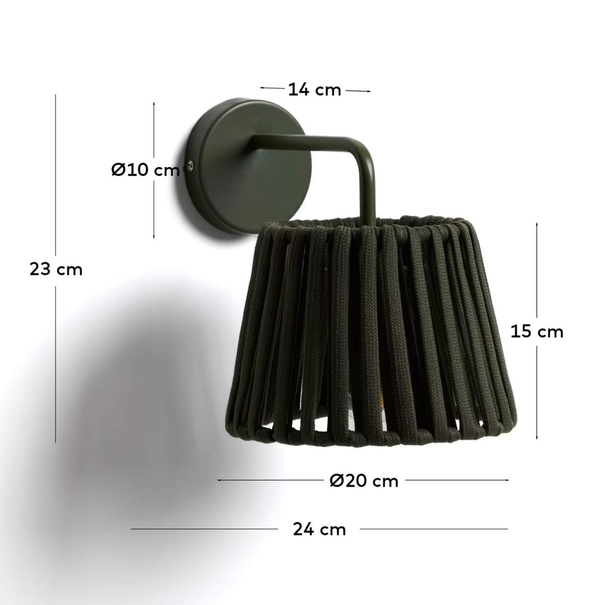 Kave Home Aldet terracotta outdoor wall light in flat rope cord and metal