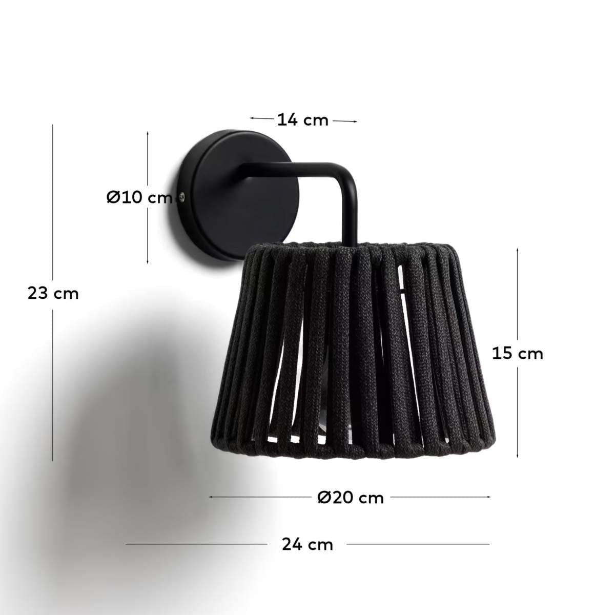 Kave Home Aldet terracotta outdoor wall light in flat rope cord and metal