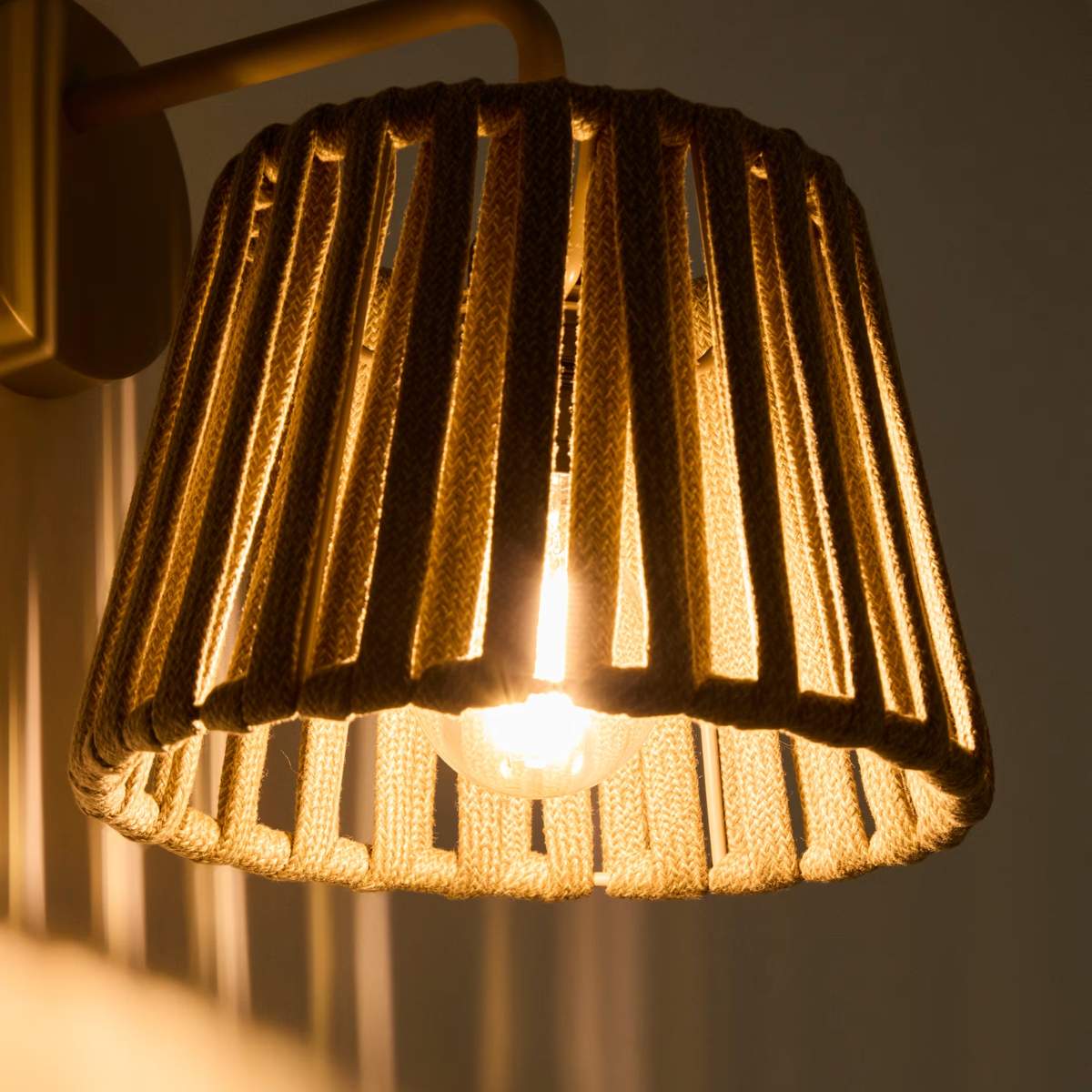 Kave Home Aldet terracotta outdoor wall light in flat rope cord and metal