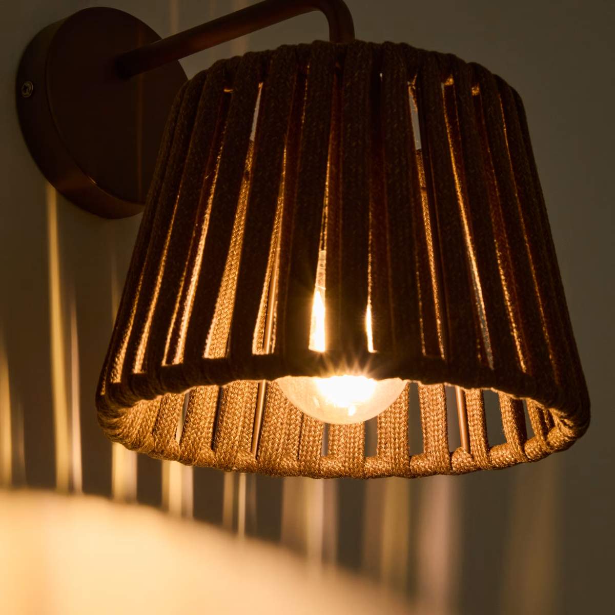 Kave Home Aldet terracotta outdoor wall light in flat rope cord and metal