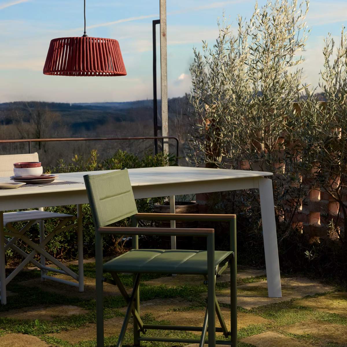 Kave Home Aldet ceiling lamp shade in terracotta flat rope cord Ø46cm