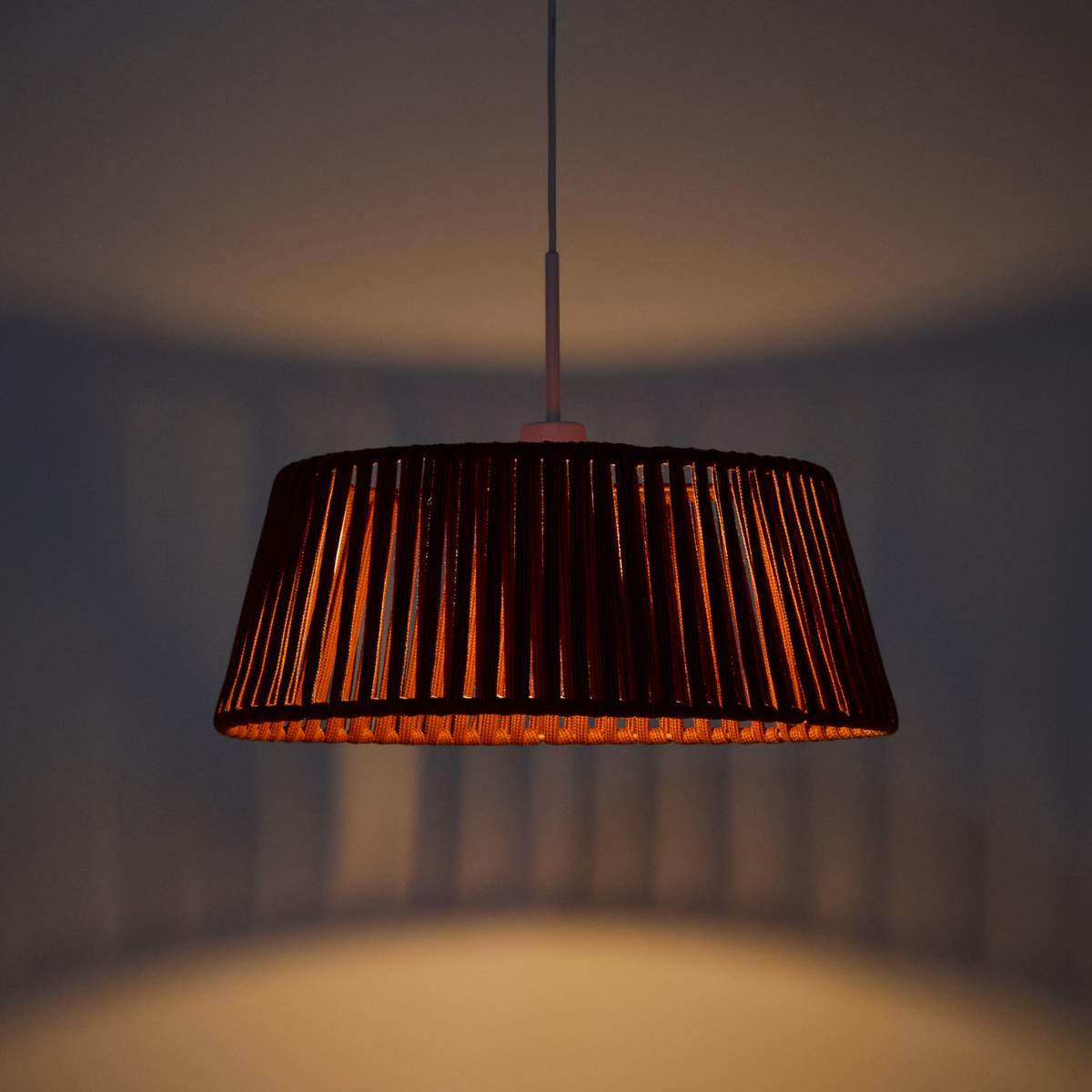 Kave Home Aldet ceiling lamp shade in terracotta flat rope cord Ø46cm