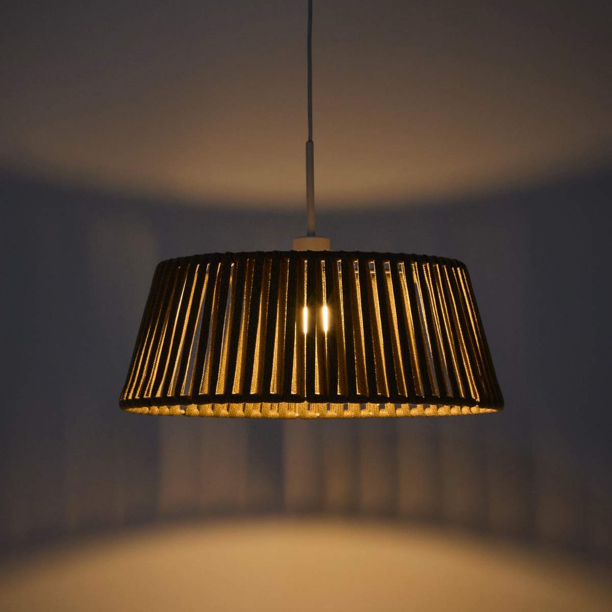 Kave Home Aldet ceiling lamp shade in terracotta flat rope cord Ø46cm