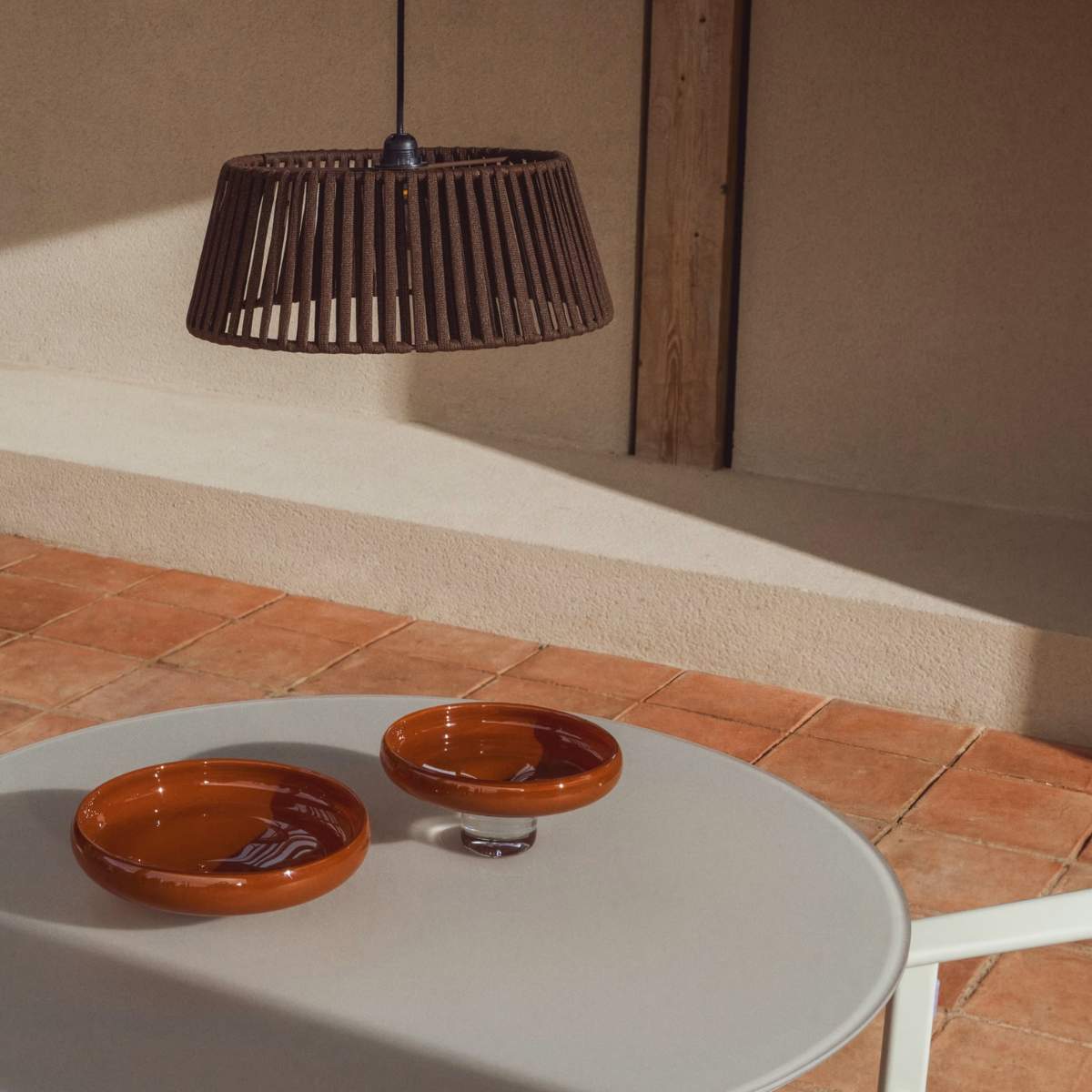 Kave Home Aldet ceiling lamp shade in terracotta flat rope cord Ø46cm
