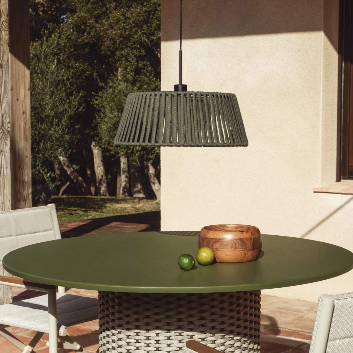Kave Home Aldet ceiling lamp shade in terracotta flat rope cord Ø46cm