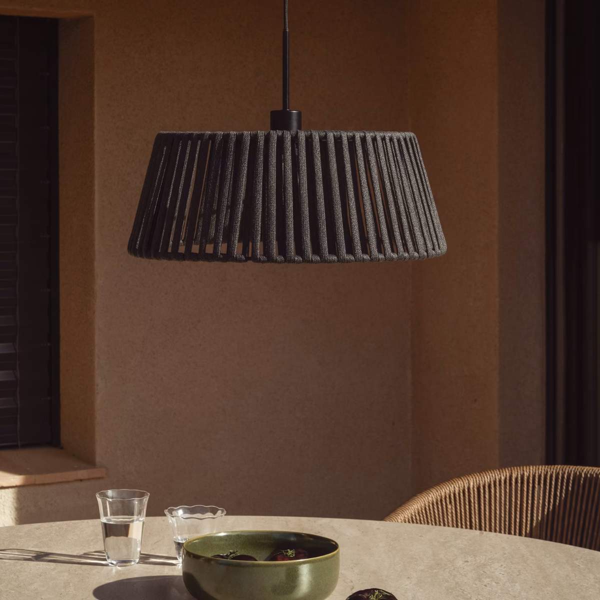 Kave Home Aldet ceiling lamp shade in terracotta flat rope cord Ø46cm