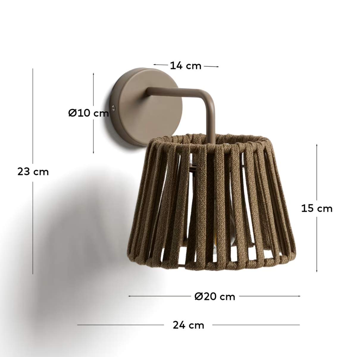 Kave Home Aldet terracotta outdoor wall light in flat rope cord and metal
