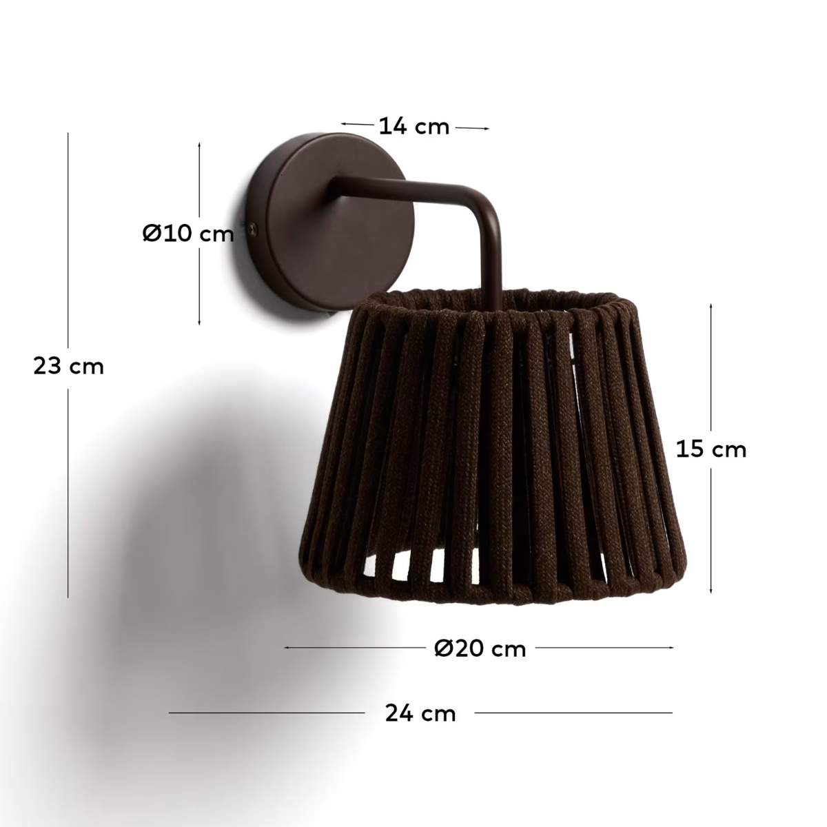 Kave Home Aldet terracotta outdoor wall light in flat rope cord and metal