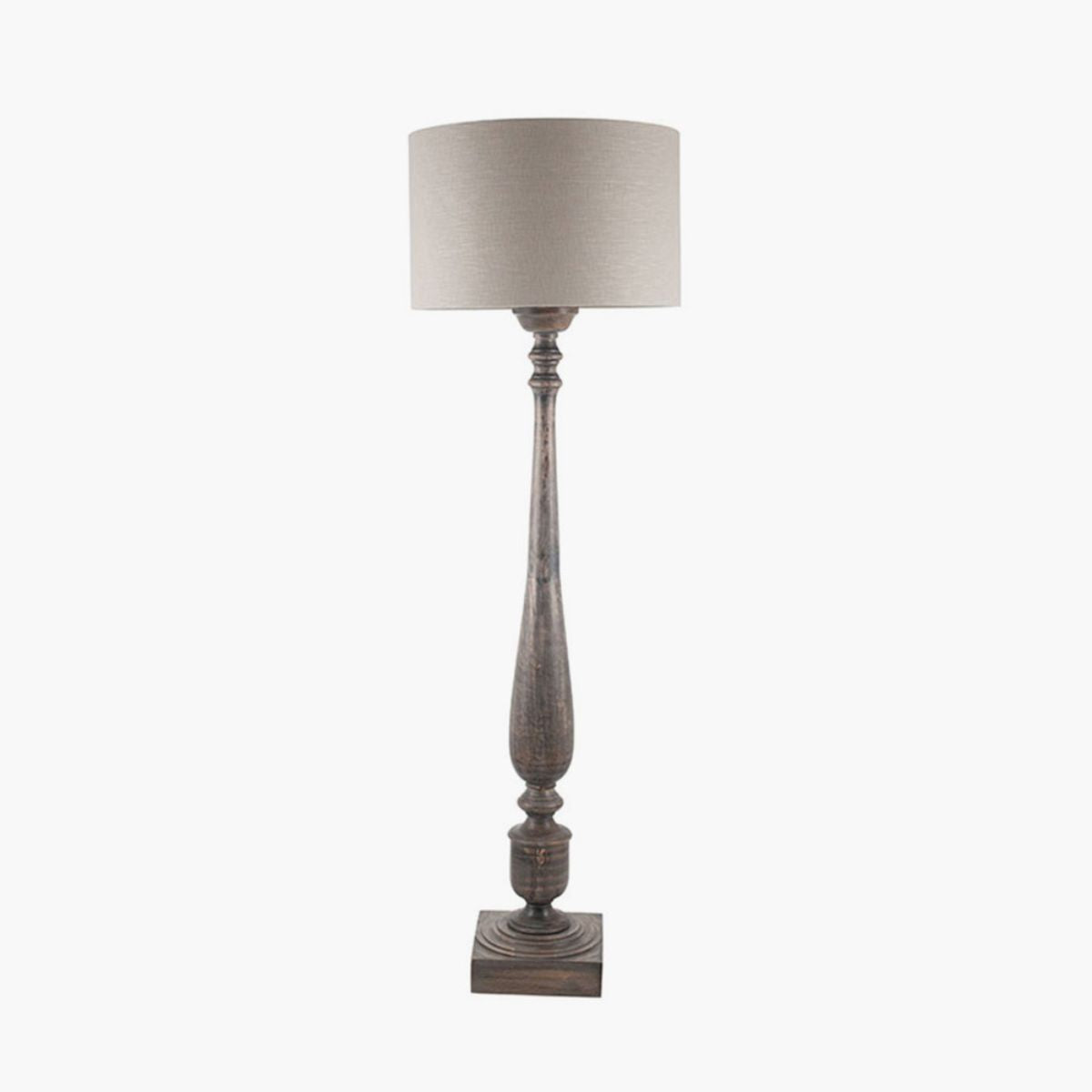 Pacific Lifestyle Alia Grey Wash Turned Mango Wood Floor Lamp Base