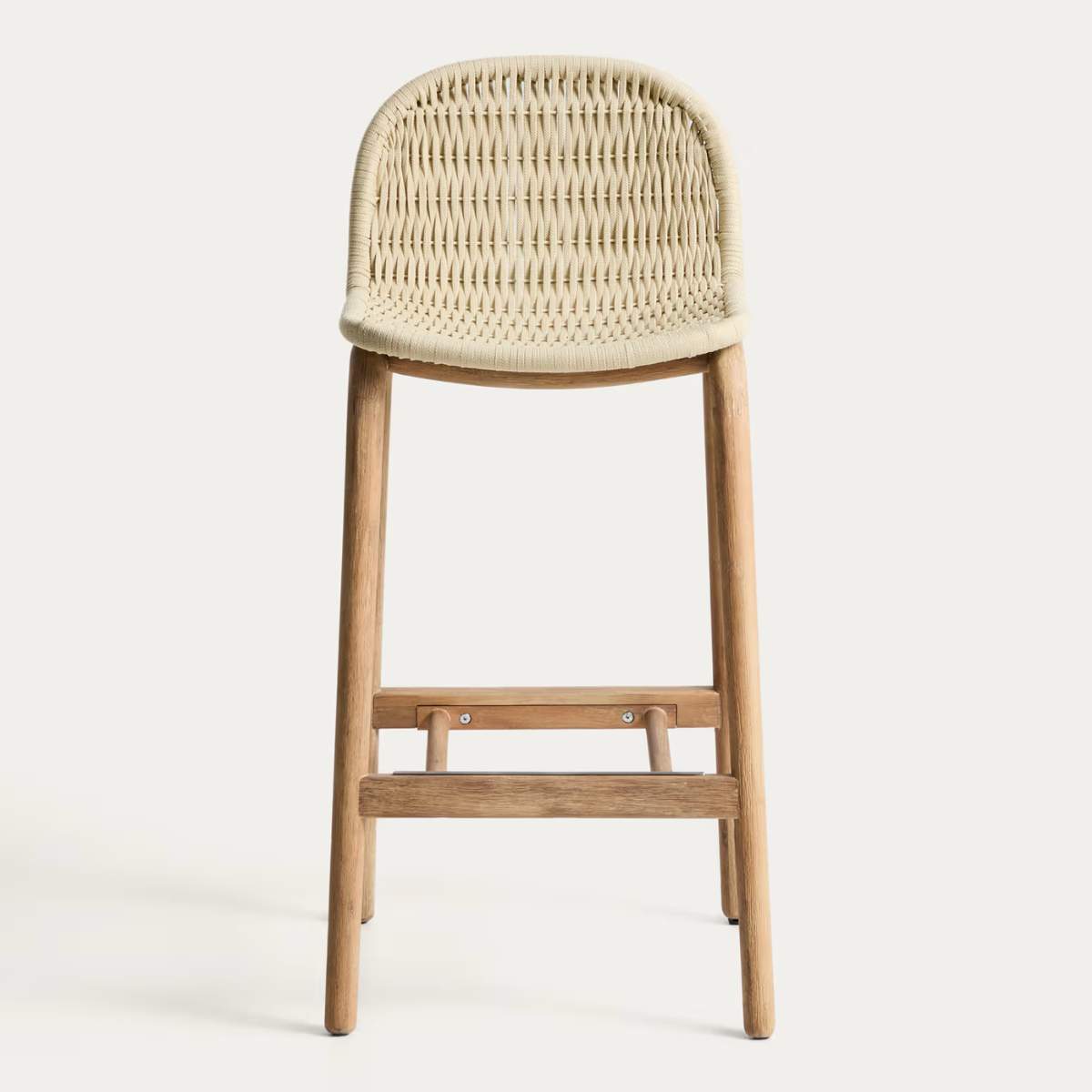 Kave Home Alipa stool in FSC 100% solid acacia wood and dark grey rope cord 75 cm